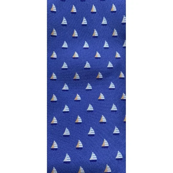 CARROT&GIBBS BOULDER M.IN USA SILK BOAT PRINT BLUE TIE 59"-3".1/2 NWOT - Picture 1 of 4